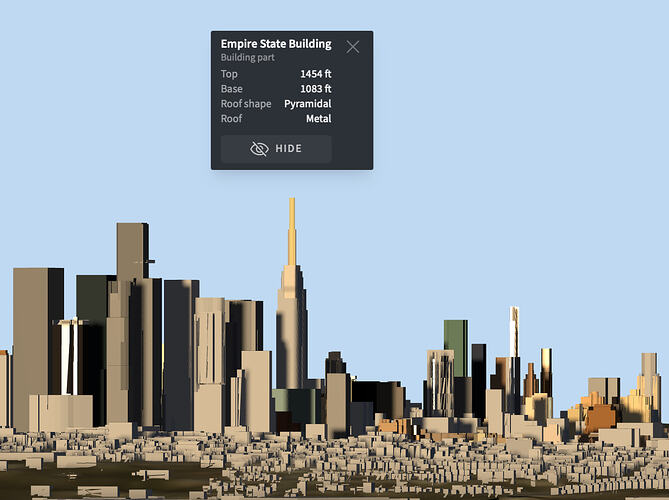 Click-to-inspect: accurate height for the Empire State Building