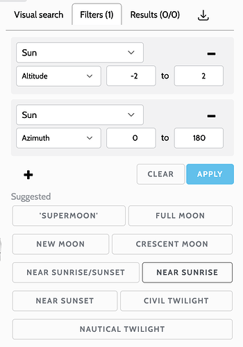 New "Near sunrise" and "Near sunset" filters