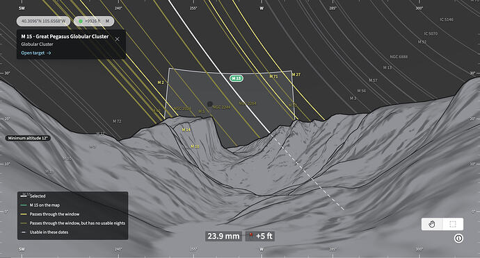 Sky View in TPE's Celestial Targets Page